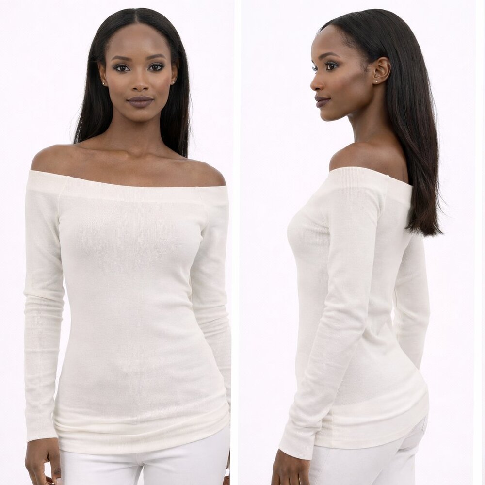 ✨ Off-White Off-Shoulder Long Sleeve Top ✨